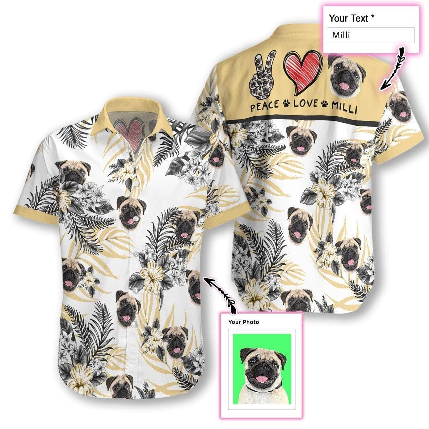 Felacia [Hawaii Shirt] Personalized Peace Love Dog Custom Hawaiian Aloha Shirts-ZX2572